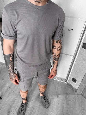 
Костюм мужской летний серый молодёжный oversize футболка и шорты Lap Grey
С при. . фото 3