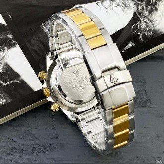 Мужские часы наручные серебристые с золотом класические Rolex Daytona Quartz Dat. . фото 4