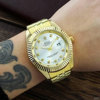 Женские часы наручные золото классические Rolex Date Just 068 Gold-Silver (Ролек. . фото 2