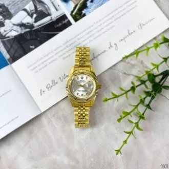 Женские часы наручные золото классические Rolex Date Just 068 Gold-Silver (Ролек. . фото 5