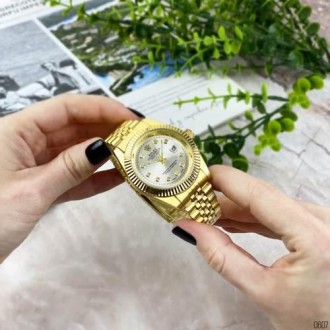 Женские часы наручные золото классические Rolex Date Just 068 Gold-Silver (Ролек. . фото 7