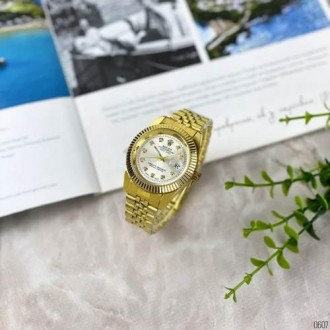 Женские часы наручные золото классические Rolex Date Just 068 Gold-Silver (Ролек. . фото 4