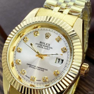 Женские часы наручные золото классические Rolex Date Just 068 Gold-Silver (Ролек. . фото 9