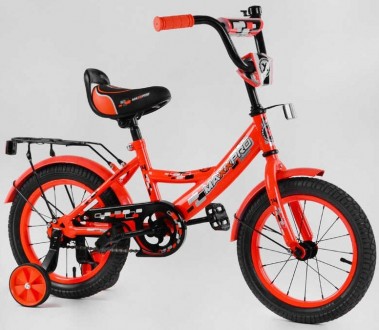 Детский 2-х колёсный велосипед 14 дюймов с ручным тормозом, звонком, доп колесам. . фото 3