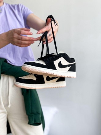 Кроссовки женские черно-бежевые Nike Air Jordan Retro 1 Low 
Низкие женские крос. . фото 3