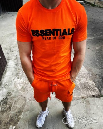 
Костюм мужской летний комплект футболка и шорты оранжевый футболка и шорты овер. . фото 1