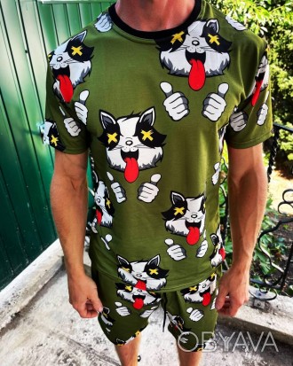 
Костюм мужской летний хаки молодёжный oversize футболка и шорты Cat
С приходом . . фото 1
