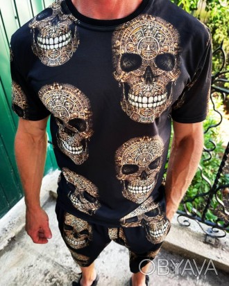 
Костюм мужской летний чёрный молодёжный oversize футболка и шорты Череп Skull
С. . фото 1
