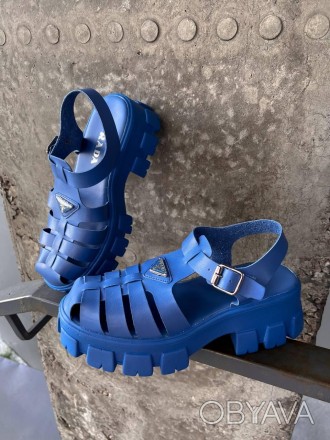 Сандали женские синие Prada Monolith Platform 
Женские сандали Прада Монолит Пла. . фото 1
