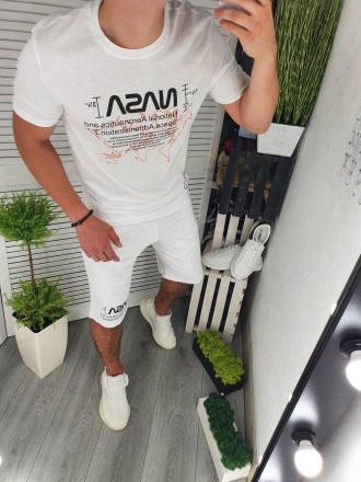 
Костюм мужской летний белый молодёжный футболка и шорты брендовый Nasa
С приход. . фото 9