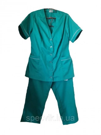 Медичний костюм жіночий: куртка і штани. 
Куртка з V-подібним вирізом. Застібка:. . фото 2