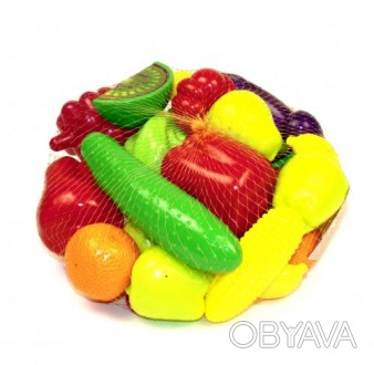 Набор из 24-х пластиковых овощей и фруктов. Очень яркие, подойдут для игры дома . . фото 1