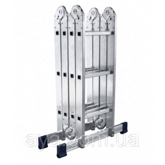 
Алюминиевая шарнирная лестница обладает достаточно небольшим весом и компактно . . фото 2