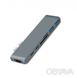 Хаб (адаптер) iLoungeMax 7-in-1 USB-C PD HDMI 4K30Hz для MacBook Space Gray &mda. . фото 1