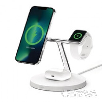 Belkin 3-in-1 Wireless Charger with MagSafe 15W White 2022 для iPhone | AirPods . . фото 1