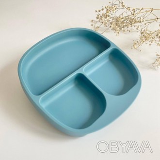 
Тарелка трёхсекционная (дым синий) силиконовая для малыша
Тарелка выполнен из в. . фото 1