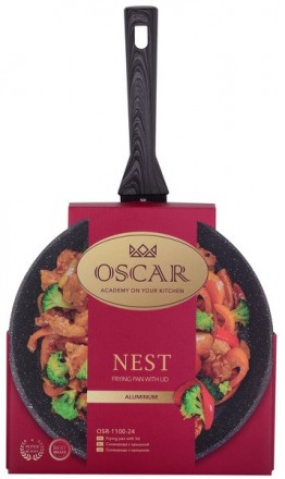 Краткое описание:Сковорода з кришкою Oscar Nest, 24 смКорпус виготовлений з висо. . фото 2