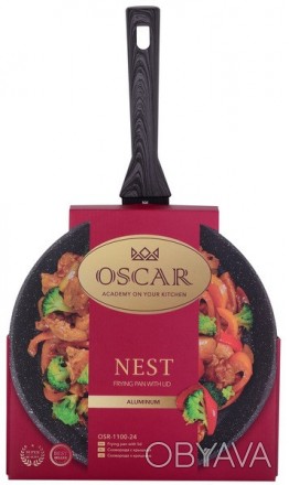 Краткое описание:Сковорода з кришкою Oscar Nest, 24 смКорпус виготовлений з висо. . фото 1