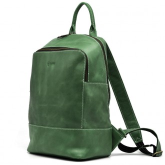 Жіночий зелений шкіряний рюкзак TARWA RE-2008-3md середнього розміру, від україн. . фото 2