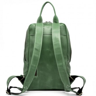 Жіночий зелений шкіряний рюкзак TARWA RE-2008-3md середнього розміру, від україн. . фото 5