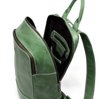 Жіночий зелений шкіряний рюкзак TARWA RE-2008-3md середнього розміру, від україн. . фото 3