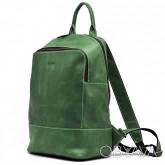 Жіночий зелений шкіряний рюкзак TARWA RE-2008-3md середнього розміру, від україн. . фото 1