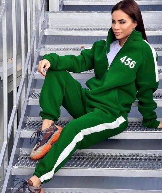 Спортивный женский теплый костюм трех нитка на флисе, свободного кроя oversize, . Киев. фото 1