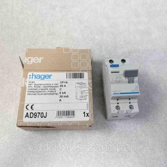 Дифференциальный автомат Hager AD970J
Номинальная нагрузка 20А, максимальная отк. . фото 2
