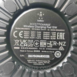 Belkin Wireless Charging Pad 15W (WIA002V2)
Внимание! Комиссионный товар. Уточня. . фото 3