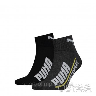 Носки Puma Men',s Logo Quarter 2-pack black/gray &mdash, 102002001-021 &ndash, э. . фото 1