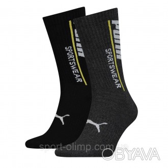 Носки Puma Men',s Classic Socks 2-pack black/gray &mdash, 102003001-021 отлично . . фото 1