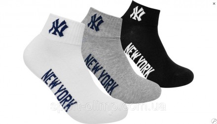 Универсальные, базовые носки New York Yankees 3-pack black/gray/white &mdash, 15. . фото 2