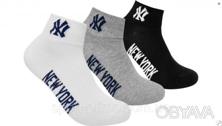 Универсальные, базовые носки New York Yankees 3-pack black/gray/white &mdash, 15. . фото 1