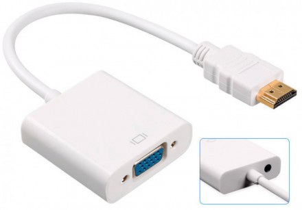 Адаптер конвертер видео + аудио HDMI - VGA Dellta 1080P White (2421). Дніпро. фото 1