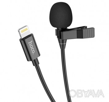 Описание Микрофона петличного HOCO Lightning Lavalier microphone L14, 2 м, черно. . фото 1