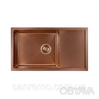 Кухонная мойка Qtap D7844BR 3.0/1.2 мм Bronze (QTD7844BRPVD12) изготовлена из вы. . фото 1