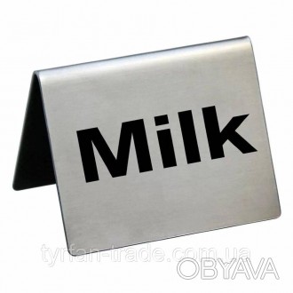 Настільна металева Табличка "Milk" на стіл розмір 5*4 см срібляста виготовимо за. . фото 1