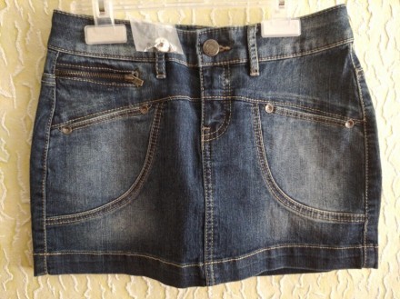 Новая джинсовая юбка девочке 9-11 лет, р.140,Сток.
ПОТ 32 см,пояс внутри на рез. . фото 2