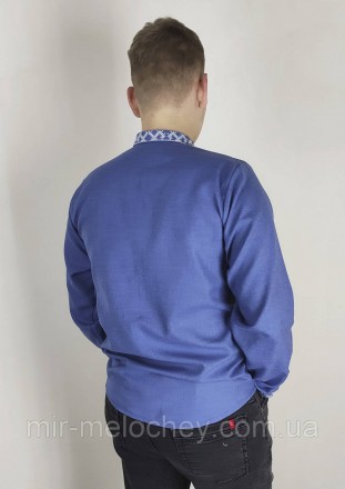 Мужская вышитая рубашка синего цвета на пуговицах
Вышивка выполнена в традиционн. . фото 4