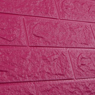 Самоклеющаяся декоративная 3D панель под темно-розовый кирпич 700x770x5 мм3D пан. . фото 5