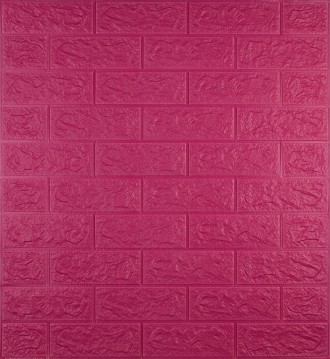 Самоклеющаяся декоративная 3D панель под темно-розовый кирпич 700x770x5 мм3D пан. . фото 2