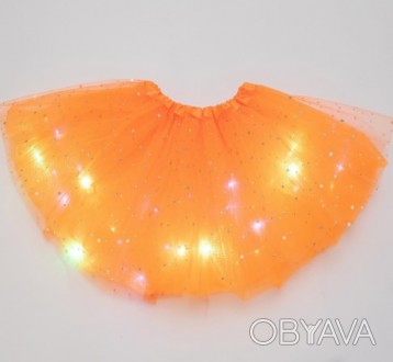 Детская юбка пачка светящаяся нарядная карнавальная оранжевая, длина - 28 см (ли. . фото 1