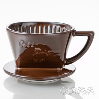 Пуровер Cafec Arita Trapezoid Dripper 101 Brown - це керамічна воронка для гібри. . фото 1
