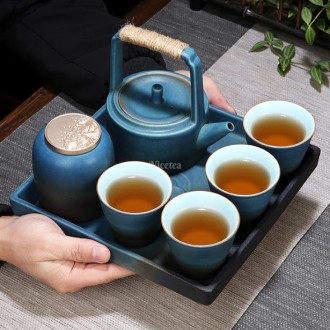 Китайская керамическая пиала для чая, 70 мл “Синий сапфир”, Синяя, Конусообразна. . фото 5