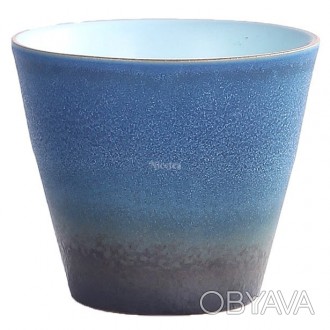 Китайская керамическая пиала для чая, 70 мл “Синий сапфир”, Синяя, Конусообразна. . фото 1
