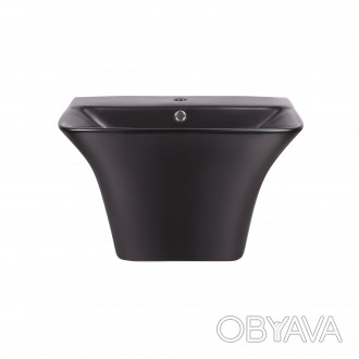 Підвісна раковина Qtap Crow 600х430х385 Matt black QT0511G835MB - це моноблок, д. . фото 1