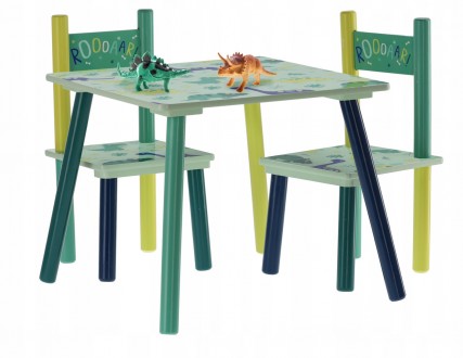Зелений столик з малюнком динозавра з масиву дерева - ідеальний предмет меблів д. . фото 3