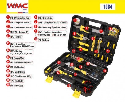 Набор инструментов 34 предмета WMC TOOLS 1034 для разработан для нужд электрика,. . фото 10