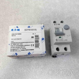 Диференціальний автомат Eaton HNB-B10/1N/003
Номінальний струм — 10 А
Номінальни. . фото 1