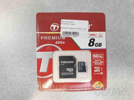 MicroSD 8Gb + adapter - компактное электронное запоминающее устройство, использу. . фото 1